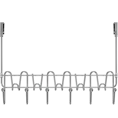 Deco Brothers Over The Door Hook Organizer with 11 Hooks, Chrome - color: Chrome