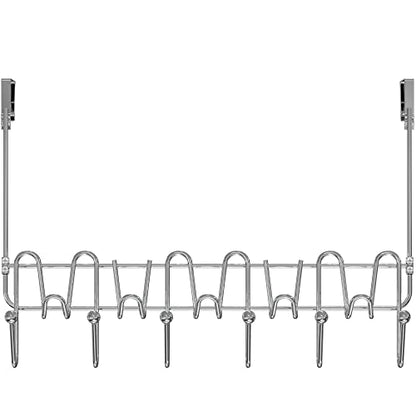 Deco Brothers Over The Door Hook Organizer with 11 Hooks, Chrome - color: Chrome