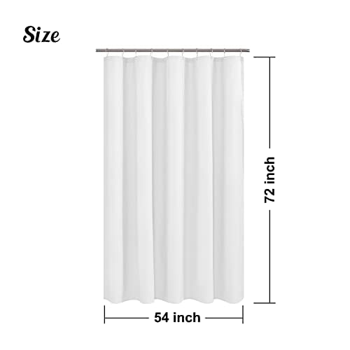 Embossed Microfiber Stall Shower Curtain Liner 54 x 72 inches, Soft Fabric Shower Curtain Washable and Water Repellent,54x72, White - color: White, size: 54"W x 72"L (Pack of 1)