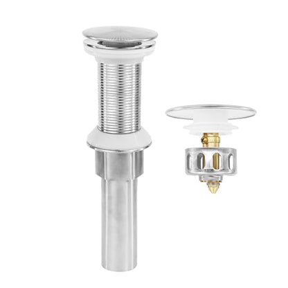 Bathroom Sink Drain,Drain Stopper Bathroom Sink Without Overflow,Pop Up Drain Assembly with Detachable Strainer Basket,Built-in Anti-Clogging, Stainless Steel Nut Brushed Nickel - color: Brushed Nickel-big Cap, style: Without Overflow
