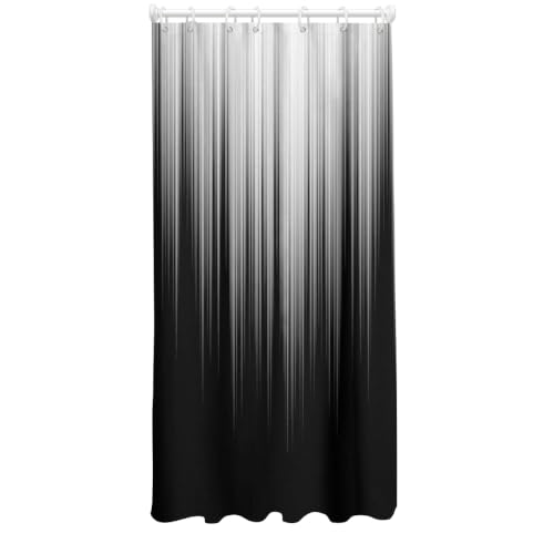 AAtter Black White Gothic Shower Curtain, Small Stall 36x72 Inch, 7 Hooks | Dark Grey Ombre Striped Polyester Fabric, Modern Abstract Style, Cool Anime Design, Single Narrow Bathroom Decor for Men - color: Grey, size: 36"W x 72"L (Pack of 1)