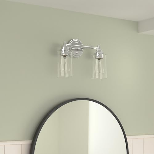 FEMILA Modern Bathroom Light Fixtures, 2-Light Bathroom Vanity Lights Over Mirror with Clear Glass Shade, Chrome Finish, 4FYC56B-2W CH - color: Chrome, size: 14.3"