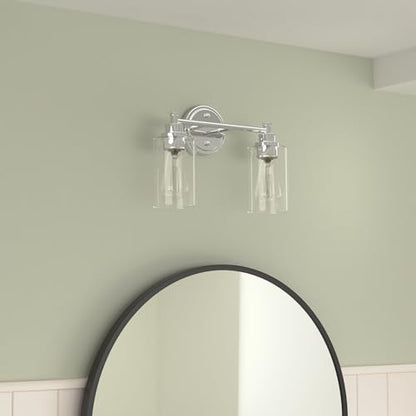 FEMILA Modern Bathroom Light Fixtures, 2-Light Bathroom Vanity Lights Over Mirror with Clear Glass Shade, Chrome Finish, 4FYC56B-2W CH - color: Chrome, size: 14.3"