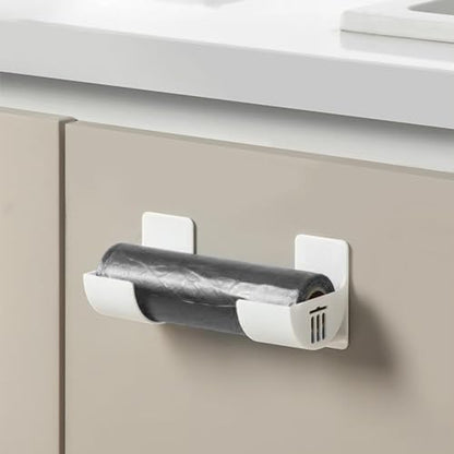 Trash Bag Dispenser, Trash Bag Holder, 4PCS Wall Mounted Trash Bag Dispenser, Waterproof Self-Adhesive Garbage Bag Dispenser, Plastic Bag Holder for Kitchen Bathroom, White