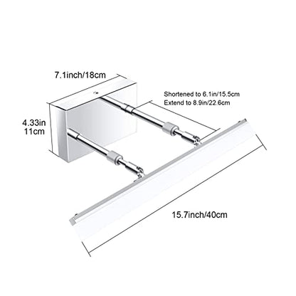 Aipsun 15.7 inch LED Vanity Lights Adjustable Bathroom Wall Light Bathroom Lighting Fixture Over Mirror Chrome Modern Vanity Lighting 5500K - color: Chrome, size: 15.7 in