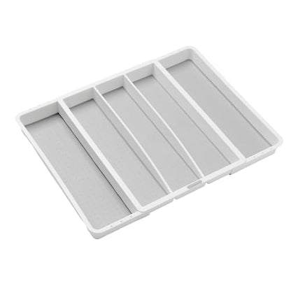 madesmart Expandable Utensil Tray-White | Classic Collection | 5-Compartments | Kitchen Organizer | Soft-Grip Lining and Non-Slip Rubber Feet | Easy to Clean | BPA-Free