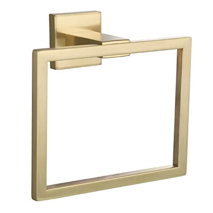 Brushed Gold Hand Towel Ring Stainless Steel Wall Mounted Bathroom Towel Hanger Rack, SBH239J - color: Brushed Gold