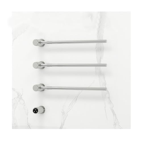 Heated Towel Rack, Hidden Electric Towel Warmer Wall Mounted with Built-in Timer1-9H, Towel Drying Rack 32W with Temperature Adjustment LCD Display, Hardwired,Silver,3 Bars