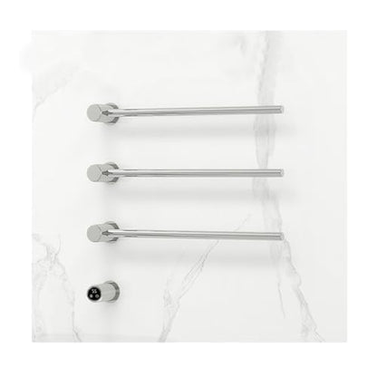 Heated Towel Rack, Hidden Electric Towel Warmer Wall Mounted with Built-in Timer1-9H, Towel Drying Rack 32W with Temperature Adjustment LCD Display, Hardwired,Silver,3 Bars