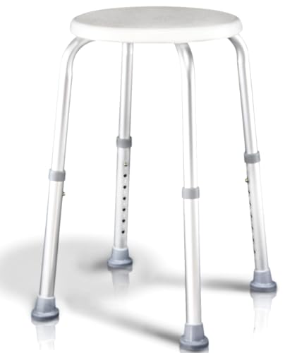 Vive Shower Stool for Inside Bath - Small, Adjustable, Plastic, Round, Non-Slip - Bathtub Seat Chair for Bathroom Safety - Waterproof Medical Universal Tub Bench for Elderly, Senior, Women, Adults | Non-Slip - Bathtub Seat Chair for Bathroom Safety - Wate