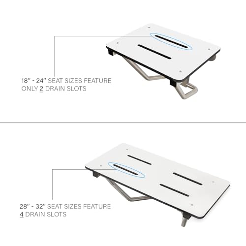 Seachrome Lift-Assist Shower Seat, Yoke-Style Bench, Wall Mount, 18" x 15", Solid White Phenolic - color: White, size: 18 inch