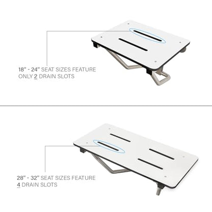 Seachrome Lift-Assist Shower Seat, Yoke-Style Bench, Wall Mount, 18" x 15", Solid White Phenolic - color: White, size: 18 inch