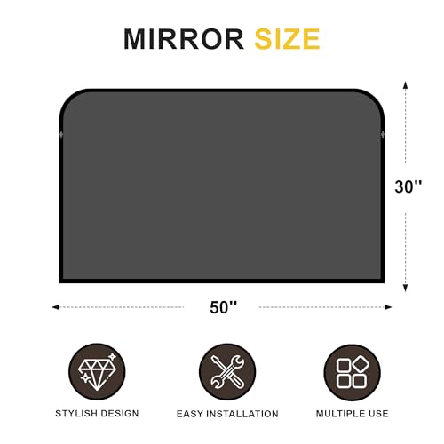 Black Bathroom Vanity Mirror 50x30 Inch | Metal Framed Bathroom Mirror for over Sink, Living Room, Bedroom, Entryway, Mantel, Fireplace Decor, Wall Mounted - size: 30"L x 50"W