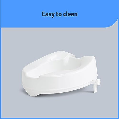 Medline Raised Toilet Seat with Secure Side Locks, 4" Elevation - 250 lbs. Capacity, for Seniors, Elderly, Independent Adults and Disabled Adults - 1 Ct.