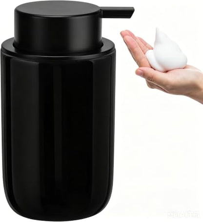 Soap Foaming Dispenser Ceramic with Easy-to-Press Pump Hand Foam Dispenser for Shampoo Bathroom Countertop 13.5 oz - color: Foam-shinyblack