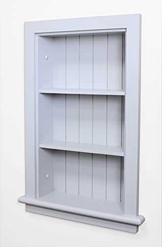 14x24 Aiden Recessed Wall Niche Medicine Cabinet Replacement, in The Wall Bathroom Cabinet Insert Shelf/Shelves, Made in North America, Real Wood, NO MDF, Beadboard, Light Gray - color: Light Gray 4 Shelf, size: 14x24