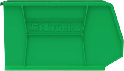 Akro-Mils 30265 AkroBins Plastic Storage Bins, 18"x8.25"x9", Green, 6-Pack | Space-Saving Stackable Bins for Garage, Pantry, Craft Organization - color: Green