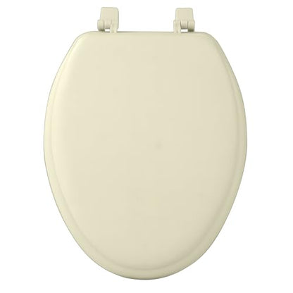 PowerSellerUSA Vinyl Soft Elongated Toilet Seat, Adjustable Hinges Toilet Seats with Non Slip Grip Tight Bumpers, Oval Shape Heavy Duty Plastic Bathroom Toilet Seat Close Lid Set, Bone - color: Bone - Vinyl, size: 19" Elongated