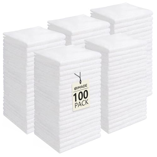 Washcloths Bulk 100 Pack Face Towels, Highly Soft Wash Cloths | Hand Towels, Fast Drying Multi-Purpose Microfiber Cleansing Cloths for Bathroom, Hotel, Spa, and Salon White (12" x 12") - color: White, size: 100Pack