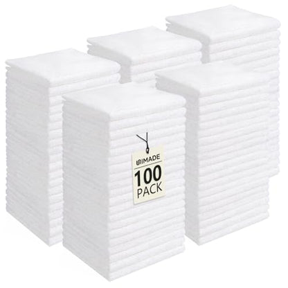 Washcloths Bulk 100 Pack Face Towels, Highly Soft Wash Cloths | Hand Towels, Fast Drying Multi-Purpose Microfiber Cleansing Cloths for Bathroom, Hotel, Spa, and Salon White (12" x 12") - color: White, size: 100Pack