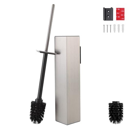 Brushed Nickel Toilet Brush with Holder,Durable Cleaning Toilet Bowl Brushes with Holders - color: Brushed Nickel