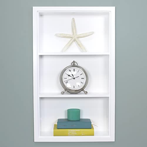 14x24 Sloane Recessed Wall Niche Medicine Cabinet Replacement, in The Wall Bathroom Cabinet Insert Shelf/Shelves, Made in North America, Real Wood, NO MDF, White Plain Back - color: White, size: 14x24
