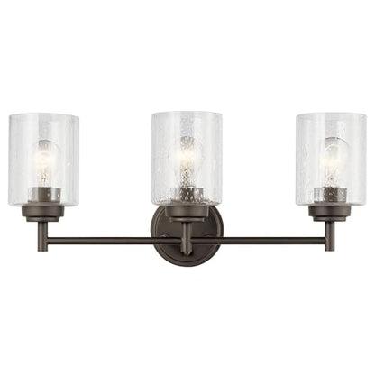 Kichler Winslow 21.5" Vanity Light in Olde Bronze®, 3-Light Transitional Bathroom Light with Clear Seeded Glass. (21.5" W x 9.25" H), 45886OZ - color: Old Bronze, size: 21.5"