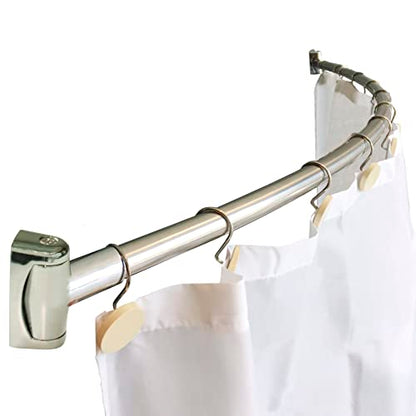 60 Inch Fixed Stainless Steel Curved Shower Curtain Rod (Chrome Plated) | Hotel-quality rustproof 5 foot wall-mounted rod with a solid one-piece build for added shower space and smooth ring sliding - color: Chrome