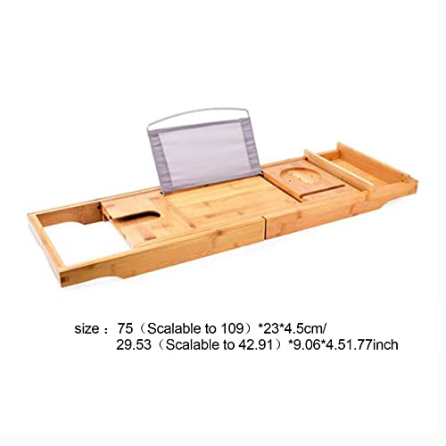 Homemaid Living Luxury Bamboo Bathtub Tray - Expandable Bathroom Tray with Reading Rack or Tablet Holder, Premium Bath Tray Includes a Wine Glass Holder, Cloth Book/Pad/Tablet Stand