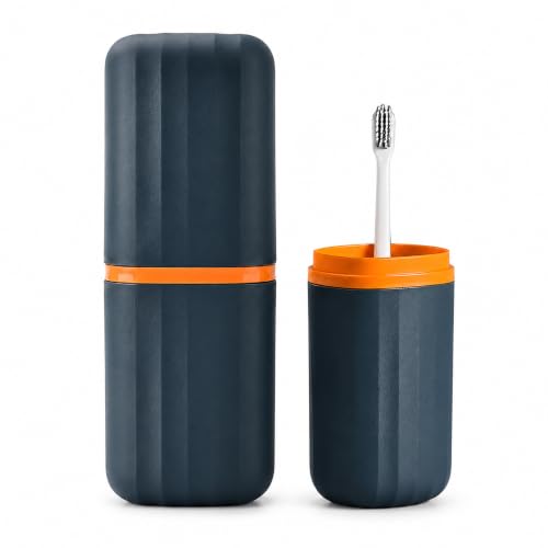 Toothbrush Cup Toothbrush Holder with Cover Travel Boothbrush Holder Portable Toothbrush Case and Carrier for Bathroom School Business Trip (Blue) - color: Deep Blue