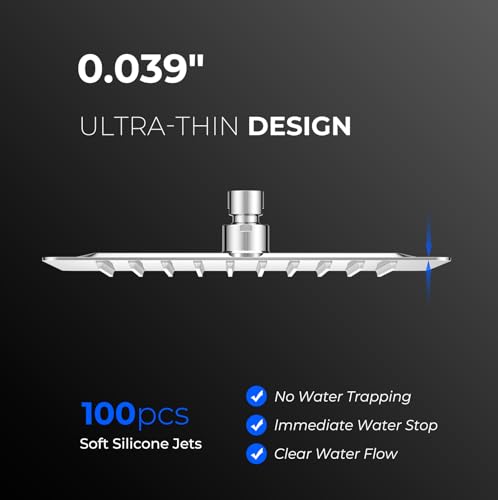 Square Rainfall Shower Head, High Pressure Flow with 304 Stainless Steel Made, Relaxed Shower Experience, Universal Ceiling or Wall Mount, 10inch Chrome - color: Chrome, size: 10 Inch