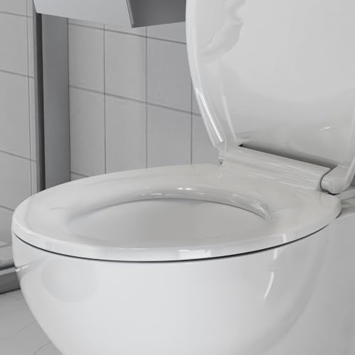 Toilet Seat, Round Toilet Seat with Quick-Release And Quick-Attach, Plastic Toilet Seat with Soft Close, Never Loosen, Easy Install and clean - White - color: White, size: Round