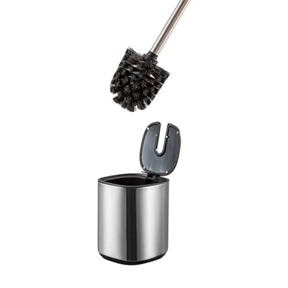 Toilet Brush and Holder Set Toilet Bowl Brush Stainless Steel Automatic Open lid Toilet Bowl Cleaner Brush with Durable Bristle Head Toilet Cleaning Brush for Bathroom - color: Stainless Steel