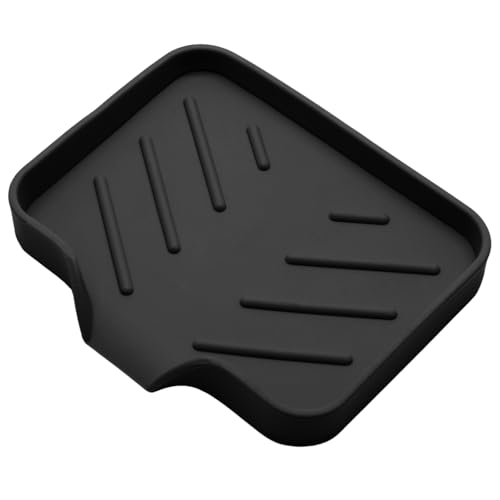 BokWin Silica Gel Soap Dish with Drain, Black, 4.8x3.5 Inch | 1 Pack, Self Draining, For Shower, Bathroom and Kitchen, Bar Soap Holder - color: Black