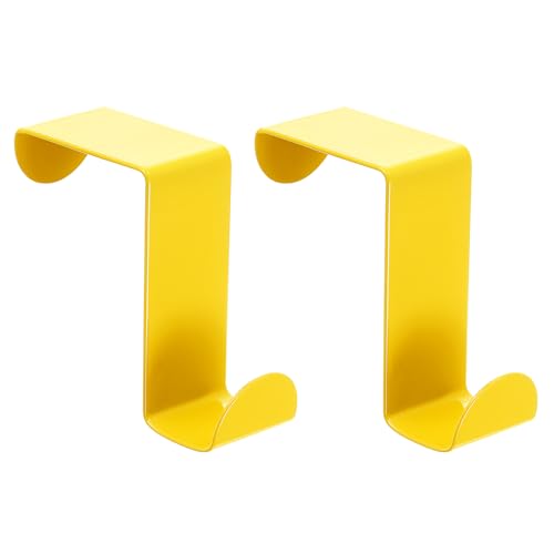 uxcell Over The Door Hooks,2pcs - Stainless Steel Door Hangers Hooks, S-Shaped Double Hooks for Hanging Clothes, Hats, Towels (Yellow) - color: Yellow