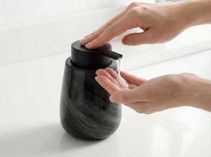 Marble Glass Liquid Soap/Lotion/Hand Sanitizer Pump Dispenser, Refillable for Kitchen and Bathroom Countertop (Black) - color: Black Liquid