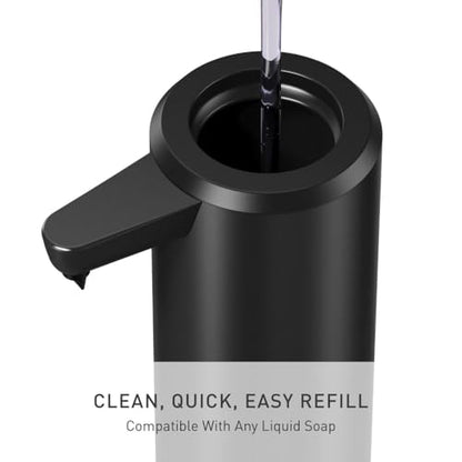 simplehuman Liquid Sensor Pump, 9 oz Automatic Soap Dispenser for Kitchen and Bathroom, Touchless Motion Sensor, Variable Dispense, Rechargeable, No-Drip Spout, High-Grade Matte Black Steel - color: Matte Black, style: 9 Oz.