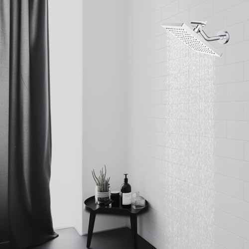 Hibbent All Metal Shower Head Elbow Adapter, 360 ° Adjustable Swivel Brass Showerhead Adapter for Fixed and Rain Showerhead, Stainless Steel Wall Mounted Shower Connector, Chrome - color: Chrome