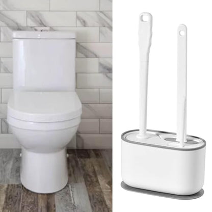 Cyrank Toilet Brush, Toilet Brush with Ventilated Holder Toilet Bowl Brush Plunger Set Toilet Brush Plunger Combo for Restrooms(White)