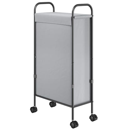 ELYKEN Slim Laundry Hamper with Lid & Wheels, 50L Rolling Laundry Basket | 7.9" Narrow Design, 50L, Removable Liner Bag, Lockable Wheels, Space Saving Clothes Hamper for Bathroom, Bedroom, Closet - style: Grey-50L
