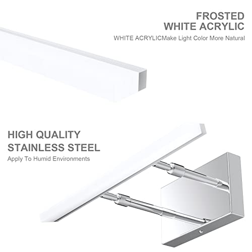 Aipsun 15.7 inch LED Vanity Lights Adjustable Bathroom Wall Light Bathroom Lighting Fixture Over Mirror Chrome Modern Vanity Lighting 5500K - color: Chrome, size: 15.7 in