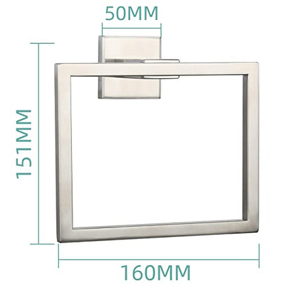 Stainless Steel Square Towel Ring Brushed Nickel Hand Towel Holder for Bathroom Wall Mount, SBH239NA - color: Brushed Nickel