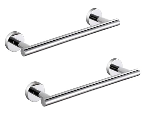 SEIDO 12 Inch Polished Chrome Towel Bar (2-Pack) for Small Spaces, Double Locking Anti-Drop Bathroom Towel Holder, SUS 304 Stainless Steel Towel Rack Wall Mounted, 9.6" Usable Length, Mounting Kit - color: Polished Chrome, size: 12 Inch (2 Pack)