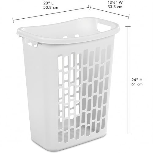 3-Pack 1.8 Bushels Tall Slim Laundry Hamper with Reinforced Handles, White | 63.4L large capacity with open-top design, made of heavy-duty plastic for durable and reliable daily laundry storage.
