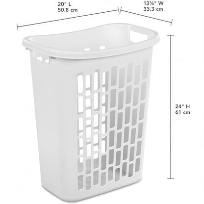 3-Pack 1.8 Bushels Tall Slim Laundry Hamper with Reinforced Handles, White | 63.4L large capacity with open-top design, made of heavy-duty plastic for durable and reliable daily laundry storage.