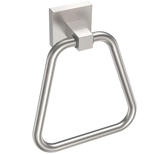 RUACQ Towel Ring, Hand Towel Holder for Bathroom Wall, Brushed Nickel | Wall Mounted Hand Towel Bar, 304 Stainless Steel Towel Hanger, Square Base, Geometric Towel Holder Design, Modern, Heavy Duty - color: Brushed Nickel