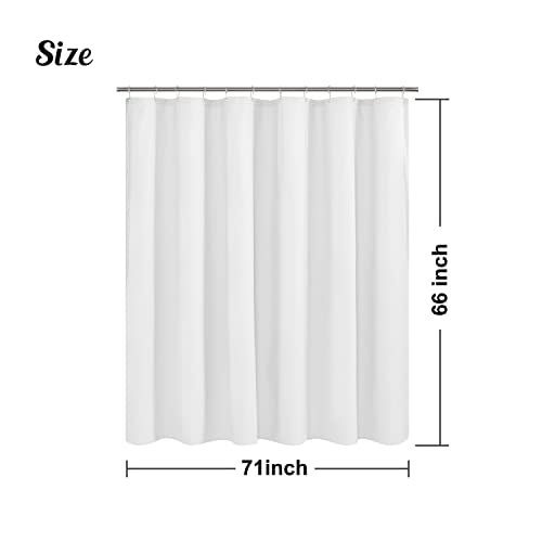 Embossed Microfiber Short Shower Curtain Liner 71 x 66 inches, Soft Fabric Shower Curtain Washable and Water Repellent,71x66, White - color: White, size: 71"W x 66"L (Pack of 1)