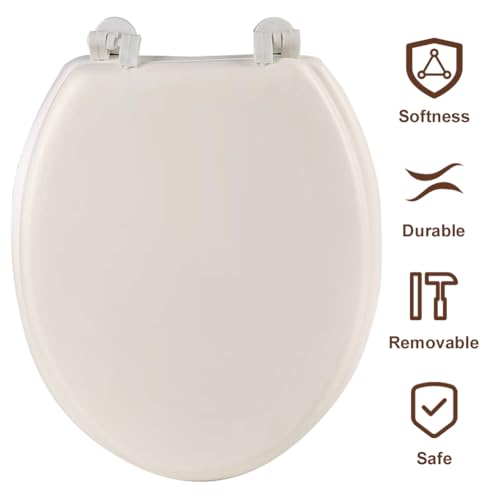 ETOYA Round Soft Close Toilet Seat, Quick-Release Hinge for Easy Cleaning, Durable Smooth Surface, Comfortable Sitting, Easy Installation Bathroom Replacement Cover for Standard Round Toilets