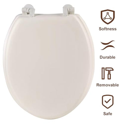 ETOYA Round Soft Close Toilet Seat, Quick-Release Hinge for Easy Cleaning, Durable Smooth Surface, Comfortable Sitting, Easy Installation Bathroom Replacement Cover for Standard Round Toilets