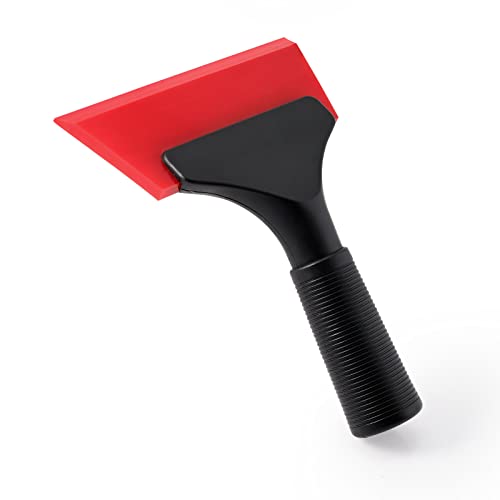 FOSHIO Small Squeegee with 5 Inch Rubber Blade Mini Wiper Window Tinting Tools for Mirror Glass Window Cleaner with Non-Slip Handle (Red Blade) - color: Red Blade